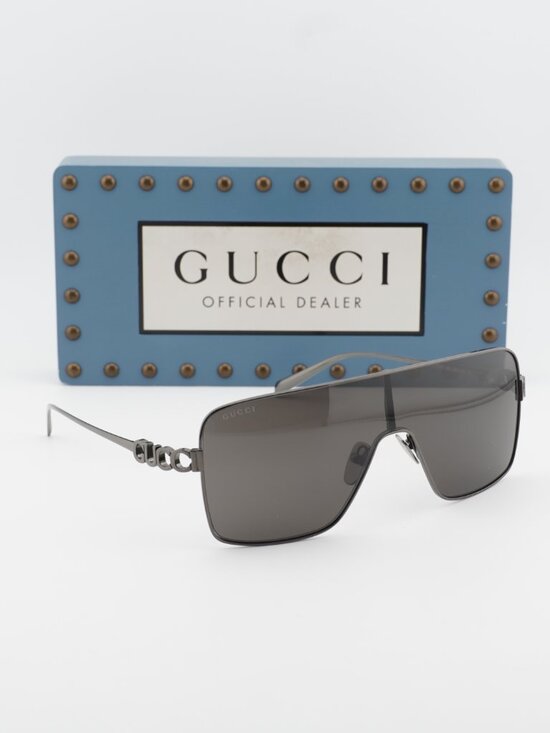 Gucci GG1936S 002 Shield Sunglasses - Gunmetal Grey / Grey main image 7